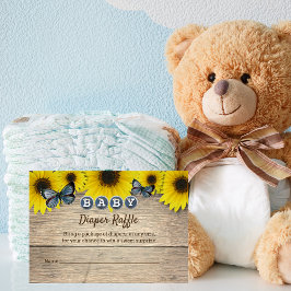 Rustic Solros Baby Shower Diaper Raffle Tilläggskort