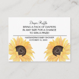 Rustic Solros Baby Shower Diaper Raffle Tilläggskort