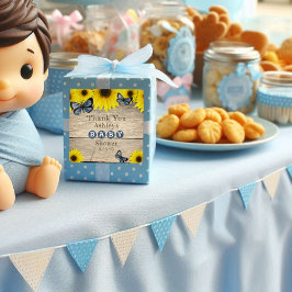 Rustic Solros Baby Shower Tack Fyrkantigt Klistermärke