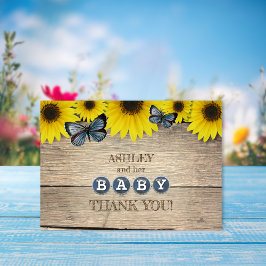 Rustic Solros Baby Shower Tack Inbjudan