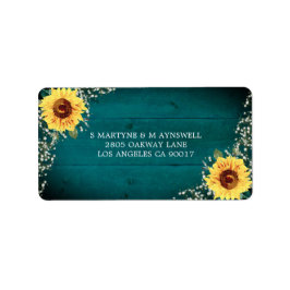 Rustic Solros Babys utandningsluft Bröllop Adressetikett