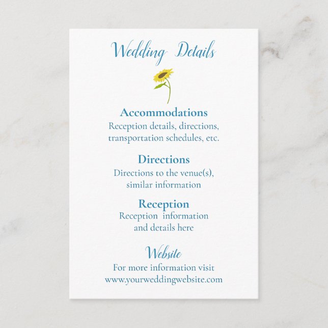 Rustic Solros Beauty Bröllop Tilläggskort (Framsida)