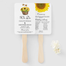 Rustic Solros & Bee Bröllopsprogram Hand Fläkt