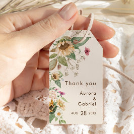 Rustic Solros Beige Bröllop Tack Presentetikett