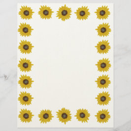 Rustic Solros Blommigt Gräns Letterhead-mall Brevhuvud