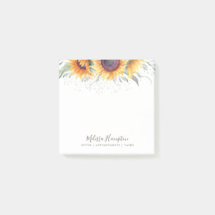 Rustic Solros Bloom   Anpassningsbar av Blommigt Post-it Block
