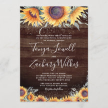 Rustic Solros Bloom Countryside Wedding bjudande i