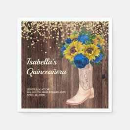 Rustic Solros Blue Ro Boots Quinceañera Pappersservett