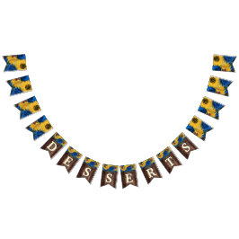 Rustic Solros Blue Ro Dessert Bord Vimplar