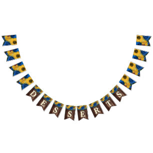 Rustic Solros Blue Ro Dessert Bord Vimplar