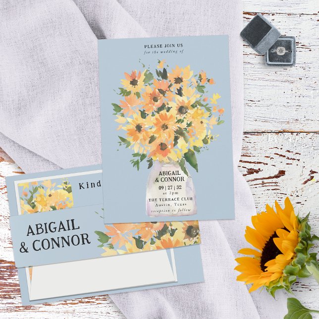 Rustic Solros Bouquet Watercolor Inbjudningar (Skapare uppladdad)