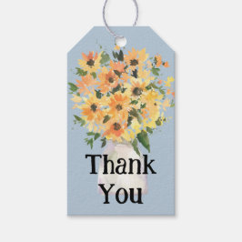 Rustic Solros Bouquet Watercolor Presentetikett