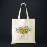 Rustic Solros Bridesmaid Bröllop Tote Tygkasse<br><div class="desc">Hämta matchande tote bags för bröllopsfesten. Alla kommer att kärlek den. Den här söta väskan har vackra solblommor perfekt för ett fallbröllop och kan vara personlig med namn och personens jobb.</div>
