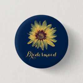 Rustic Solros Bridesmaid Button Knapp