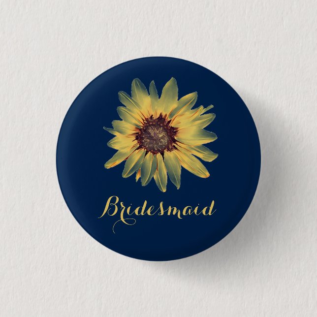 Rustic Solros Bridesmaid Button Knapp (Framsida)