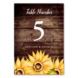 Rustic Solros Bröllop Bordsnummer