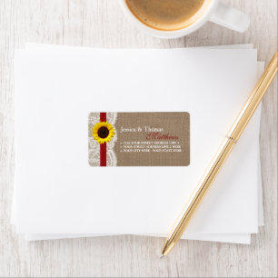 Rustic Solros Bröllop Collection - Red Adressetikett