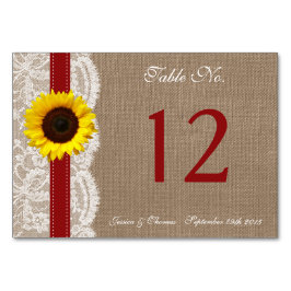 Rustic Solros Bröllop Collection - Red Bordsnummer