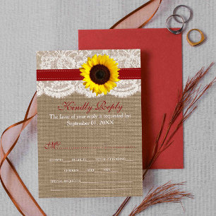 Rustic Solros Bröllop Collection - Red OSA Kort