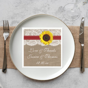 Rustic Solros Bröllop Collection - Red Pappersservett