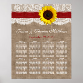 Rustic Solros Bröllop Collection - Red Poster