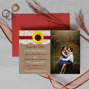 Rustic Solros Bröllop Collection - Red Spara Datumet