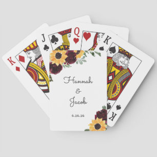 Rustic Solros Bröllop Guest Favor Casinokort
