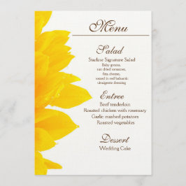 Rustic Solros Bröllop Menu Meny