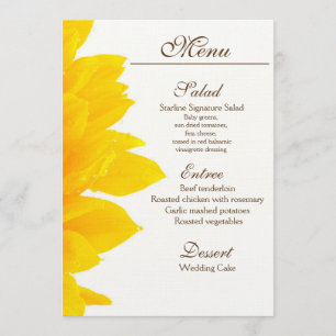 Rustic Solros Bröllop Menu Meny