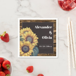 Rustic Solros Bröllop Pappersservett