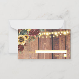 Rustic Solros Bröllop Placeringskort