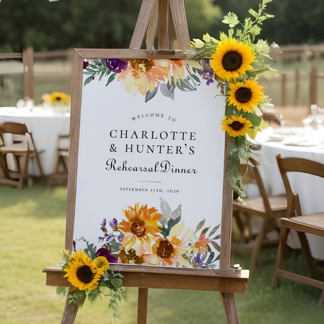Rustic Solros Bröllop Rehearsal Dinner Sign Poster (Skapare uppladdad)