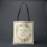 Rustic Solros Budens mamma eller Groom Tygkasse<br><div class="desc">Denna söt till säcken har en rustik visning av solblommor, eukalyptus och andra botaniska ämnen. Bakgrunden är en grå gult och texten är mörkens grönt och brun. Texten säger "Budens mamma". Om du vill göra en till Mor i Groom, användor du bara knappen "Anpassa den här mallen". Se till att...</div>