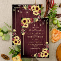 Rustic Solros Burgundy Wood Blommigt Bröllop