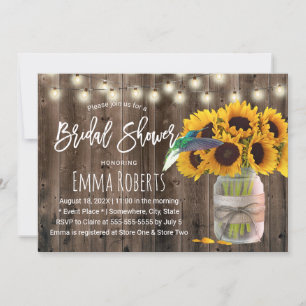 Rustic Solros Burk & Hummingbird Möhippa Inbjudningar