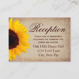 Rustic Solros Burlap Bröllopsmottagningskort Tilläggskort