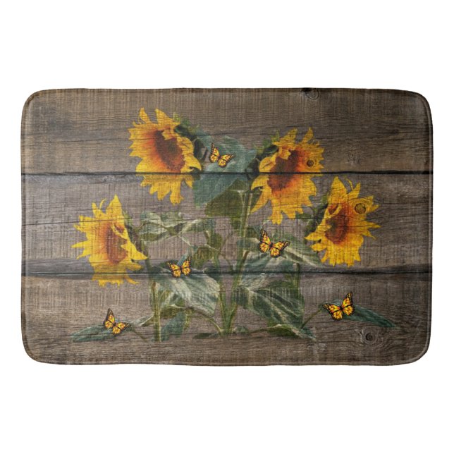 Rustic Solros Butterflies Barn Board Badrumsmatta (Framsidan)