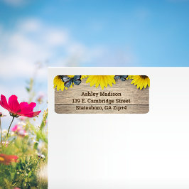 Rustic Solros Butterflies Shipping Adress Adressetikett