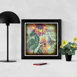 Rustic Solros Butterfly Bold Botanical Poster