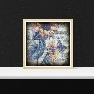 Rustic Solros Butterfly Ephemeral Grunge Poster