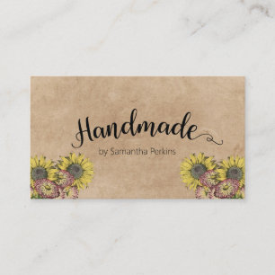 Rustic Solros Calligraphy Handmade Kraft Papper Visitkort