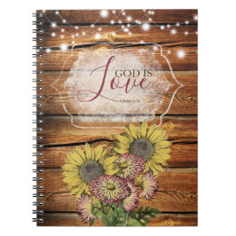 Rustic Solros Christian Journal Notebook Anteckningsbok