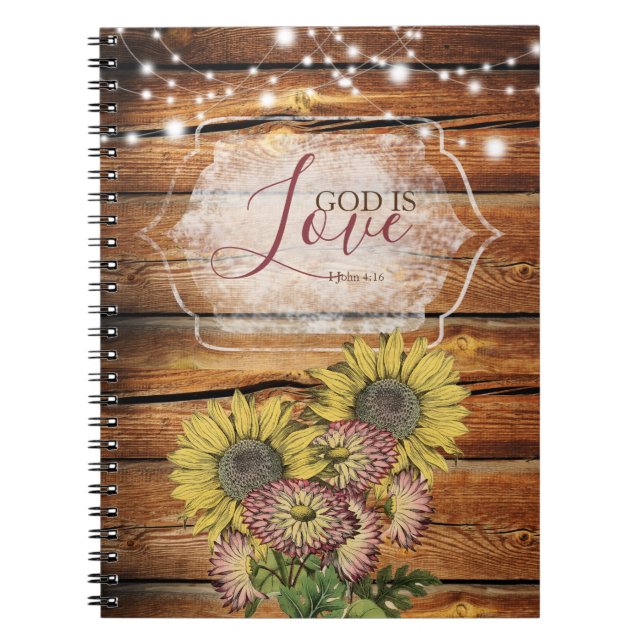 Rustic Solros Christian Journal Notebook Anteckningsbok (Framsidan)