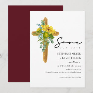 Rustic Solros Christian Kor Burgundy Bröllop Spara Datumet