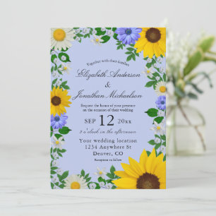 Rustic Solros Daisy Blommigt Bröllop Inbjudningar