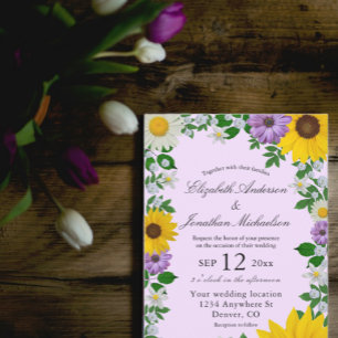 Rustic Solros Daisy Blommigt Bröllop Inbjudningar