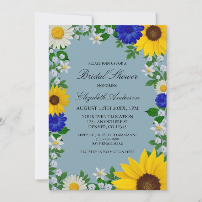 Rustic Solros Daisy Blommigt Möhippa Inbjudningar (Framsida)