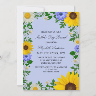 Rustic Solros Daisy Blommigt Mors dag Inbjudningar