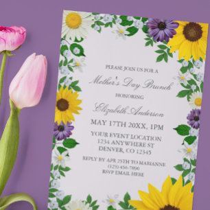 Rustic Solros Daisy Blommigt Mors dag Inbjudningar