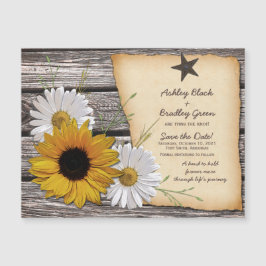 Rustic Solros Daisy Bröllop spara datum